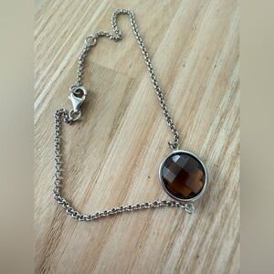 Smokey Quartz 925 Sterling silver dainty necklace